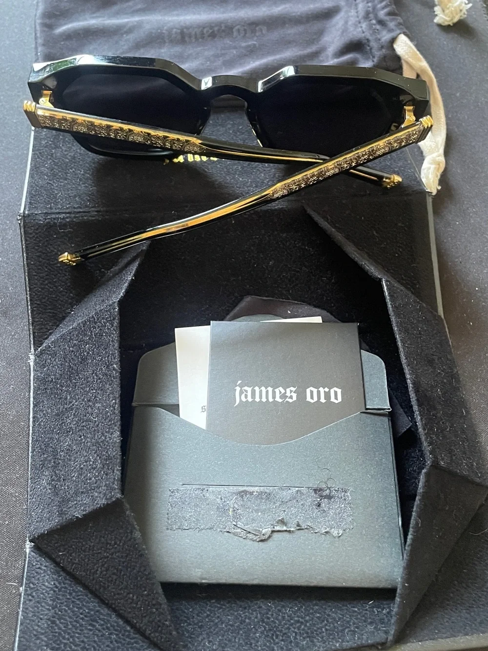 James Oro Black and Gold Designer Sunglasses